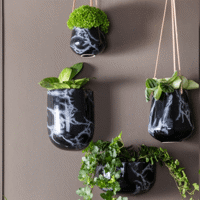 Present Time Hanging Pot Skittle Small Marble Black